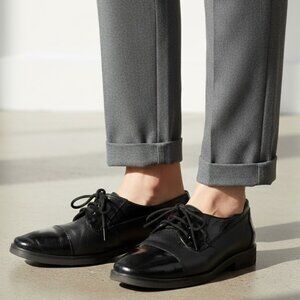 SALVATORE FERRAGAMO BLACK LEATHER OXFORDS LOAFERS SHOES 6.5 B MADE IN ITALY